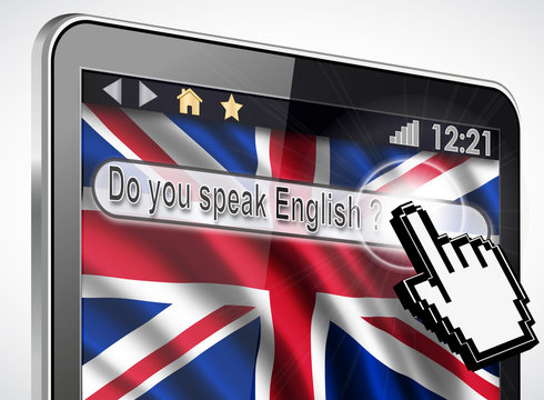 tablette et drapeau Anglais : do you speak English