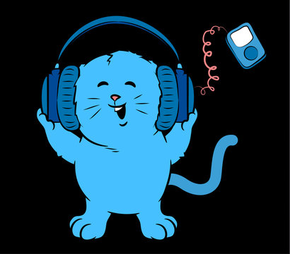 recommend clip art: Cat Listening to Music and wearing Headphones