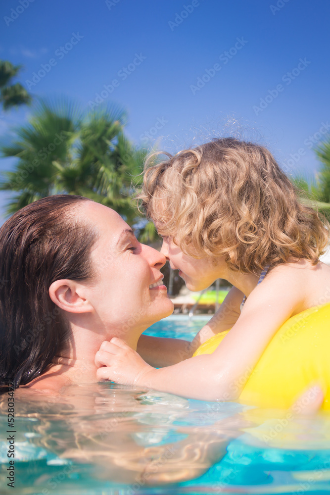 Poster child in swimming pool