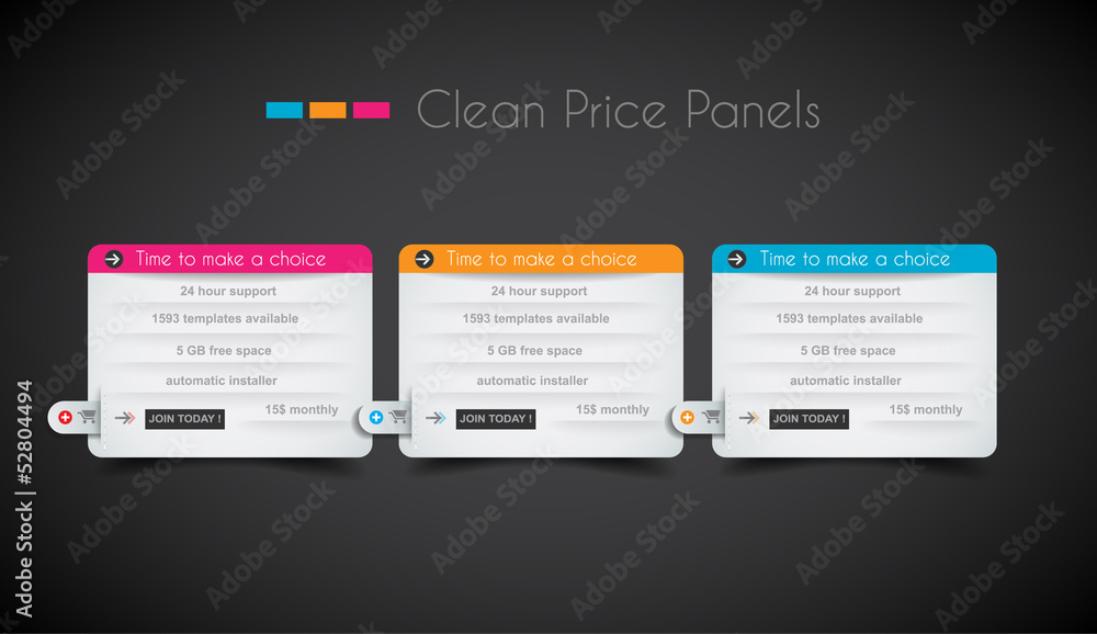 Poster web price shop panel with space for text and buy now button.