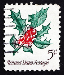Postage stamp USA 1996 Holly, Christmas Decoration