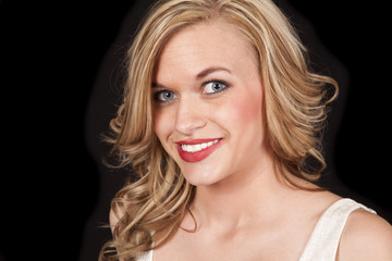 Naklejka premium woman head red lipstick smile