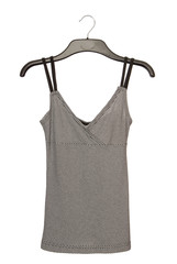 Stripy blouse is on hanger.