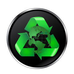 Recycle Button With Earth