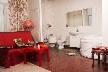Interior of the bathroom in the vintage style