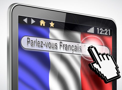 tablette et drapeau Fran&ccedil;ais : parlez-vous fran&ccedil;ais