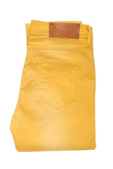 Folded yellow jeans
