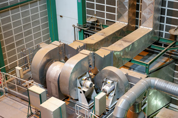 Fototapeta na wymiar Large industrial interior with power generator