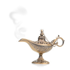 Aladdin magic lamp isolated on white