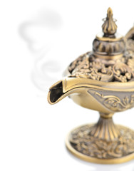 Aladdin magic lamp isolated on white