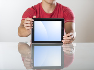 Man with tablet