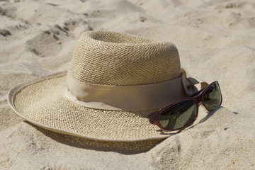 Straw hat and sunglasses