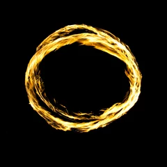 Photo sur Plexiglas Flamme Cercle de feu isolé sur fond noir