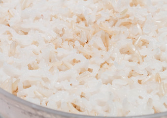 Close up of cooked mix white and brown rice