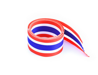 Thailand flag ribbon isolated on white background