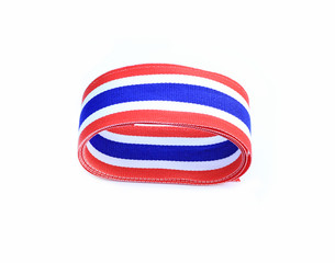 Thailand flag ribbon isolated on white background