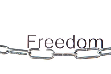 Broken chain isolated on white