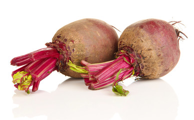 Young beets isolated on white
