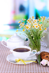 Table setting with chamomiles