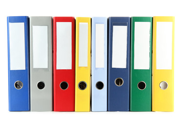 Bright office folders isolated on white