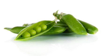 Green peas isolated on white