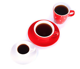 Cups of coffee isolated on white