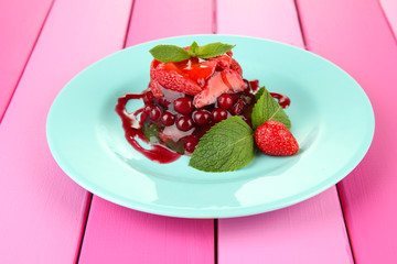 Tasty jelly dessert with fresh berries,