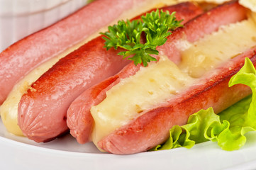 sausages with cheese and omelette