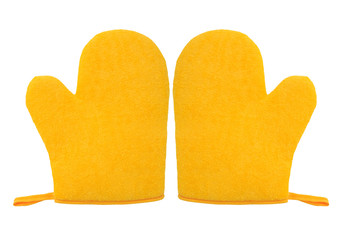 oven glove mitt yellow color isolated on white background