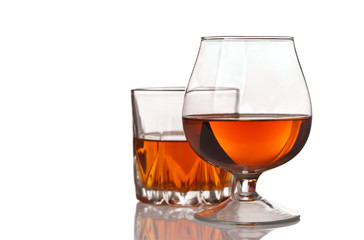 glasses of alcohol whiskey