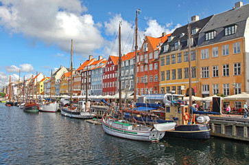 Beautiful colorful buildings in Copenhagen, Denmark