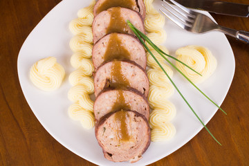 Portion of sliced paupiette