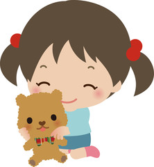 テディベアを抱いた小さな女の子
