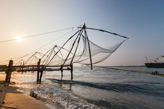 Fototapeta Kochi, India. Chinese fishing nets