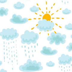 Schilderijen op glas seamless pattern sun, clouds and rain © osipov_d