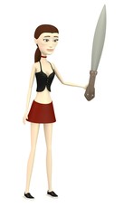 3d render of cartoon character with indian weapon