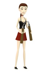 3d render of cartoon character with nunchaku