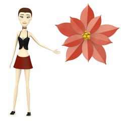 3d render of cartooon character with flower