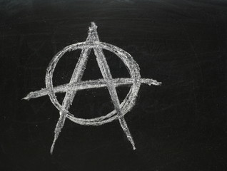 Anarchy Symbol on a Blackboard