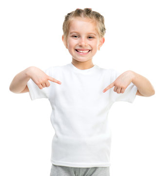 little girl in white t-shirt Stock-Foto | Adobe Stock