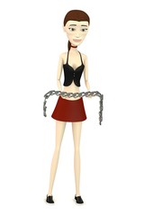 3d render of cartoon character with chain