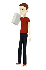 3d render of cartoon character with drink box