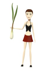3d render of cartoon character with leek