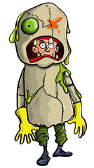 Cartoon man in a zombie outfit. Isolated on white
