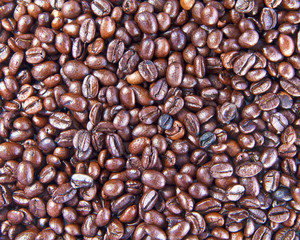 Coffee beans closeup background
