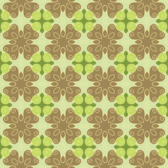 Abstract flowers and swirls in brown and green