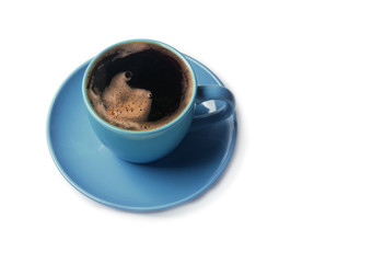 Blue cup of coffee