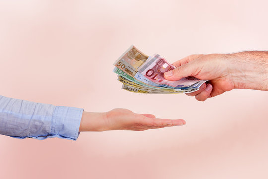Hand with banknotes