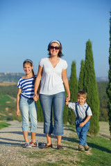 Happy family in Tuscan