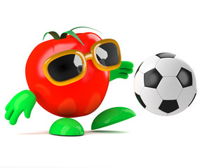 Tomato kicks the football into the back of the net